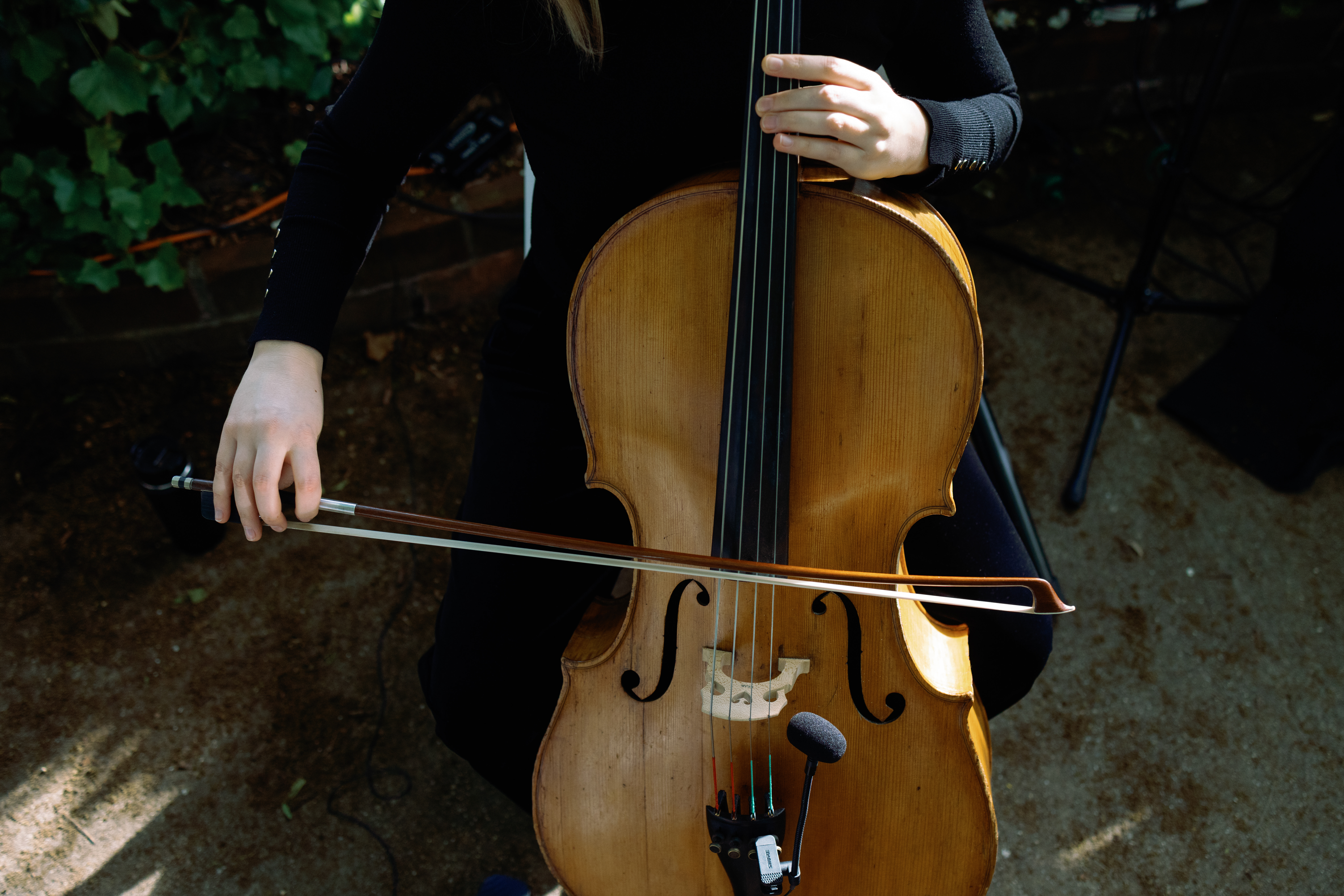 Ceremony setup at The River Café overlooking the water and skyline
