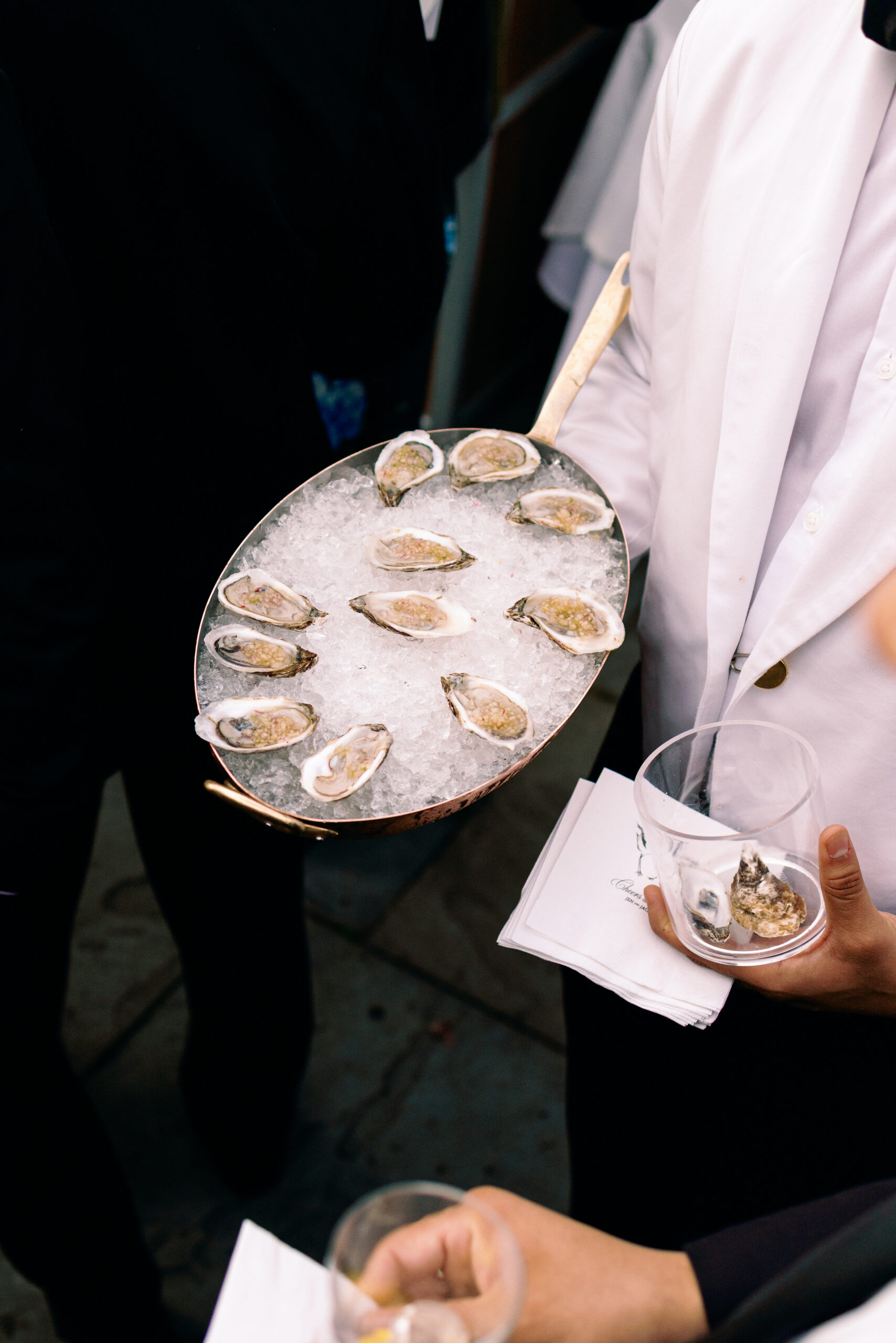 Intimate reception dinner with candlelight and oysters