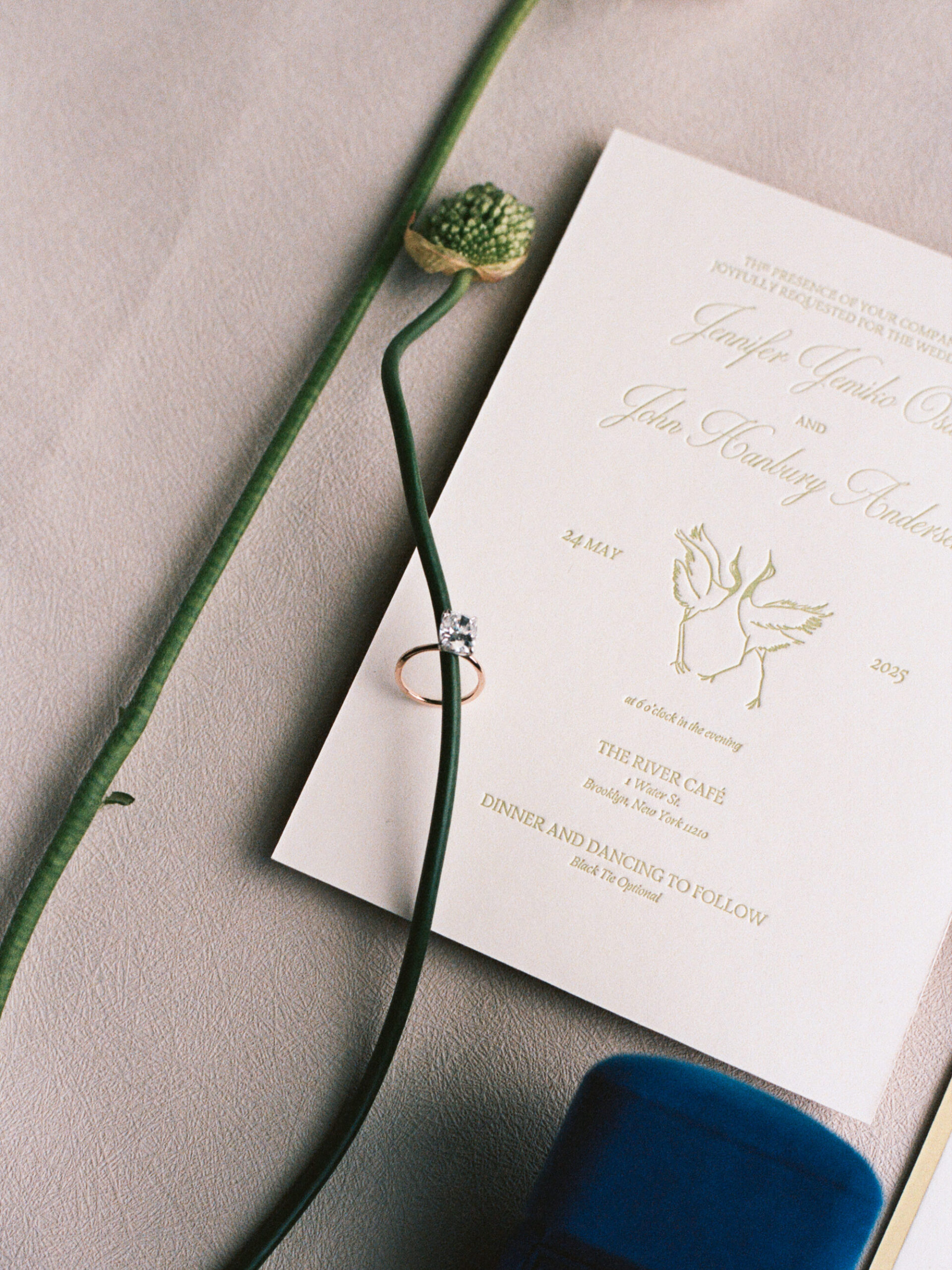 Close-up of antique jewelry honoring bride’s grandfather’s legacy