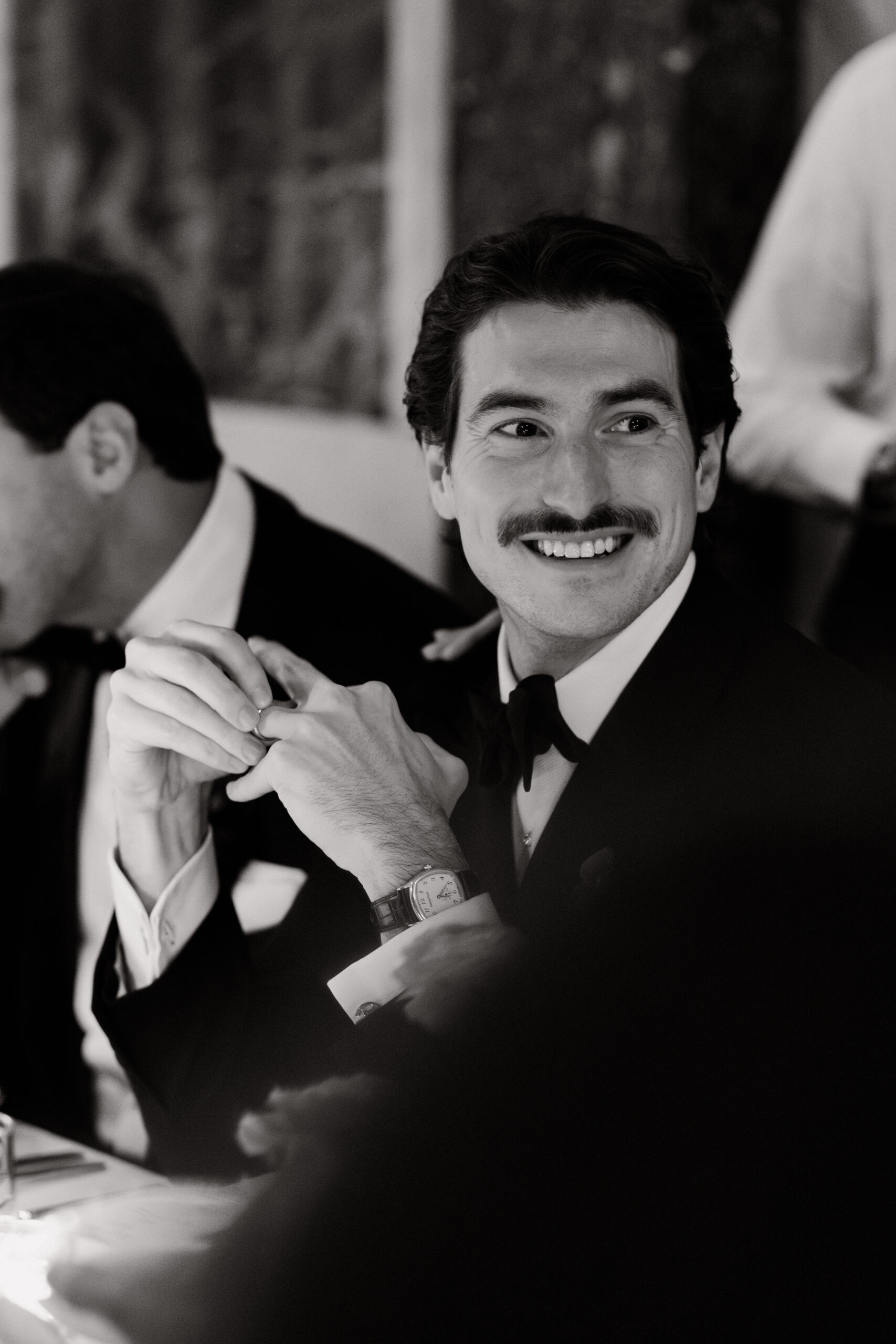 Emotional speeches during reception with guests listening intently