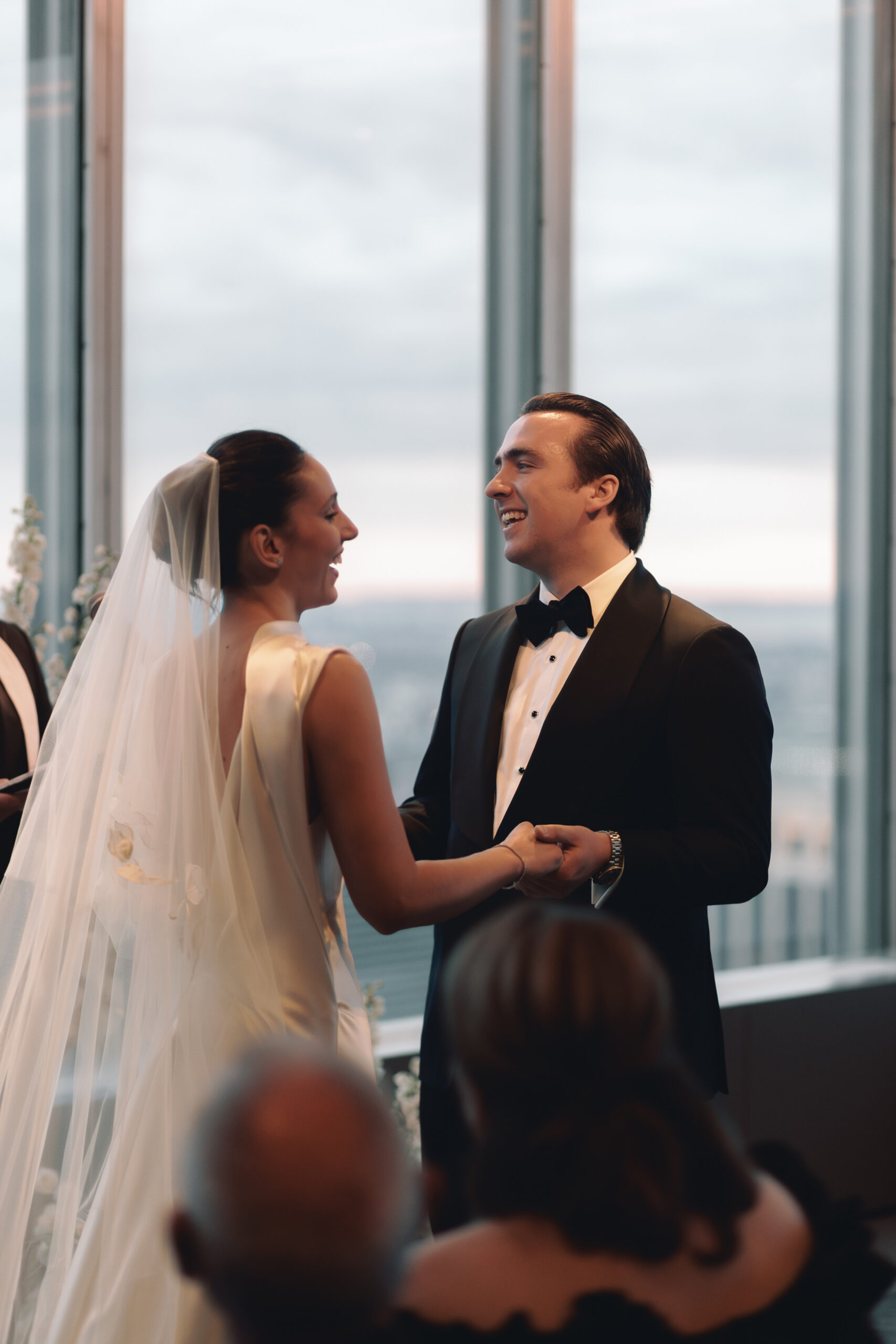 wedding ceremony at Manhatta overlooking the river