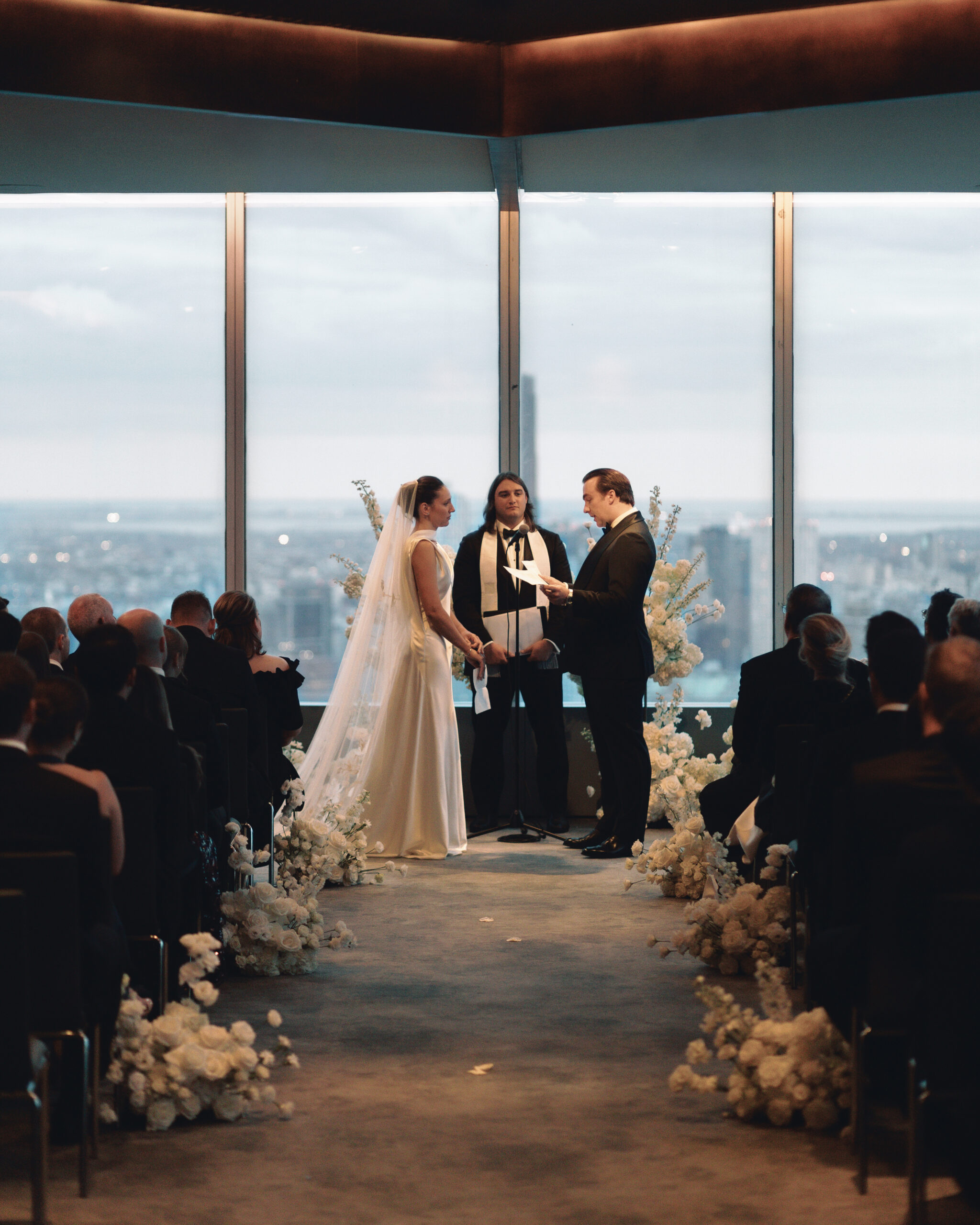 wedding ceremony at Manhatta overlooking the river