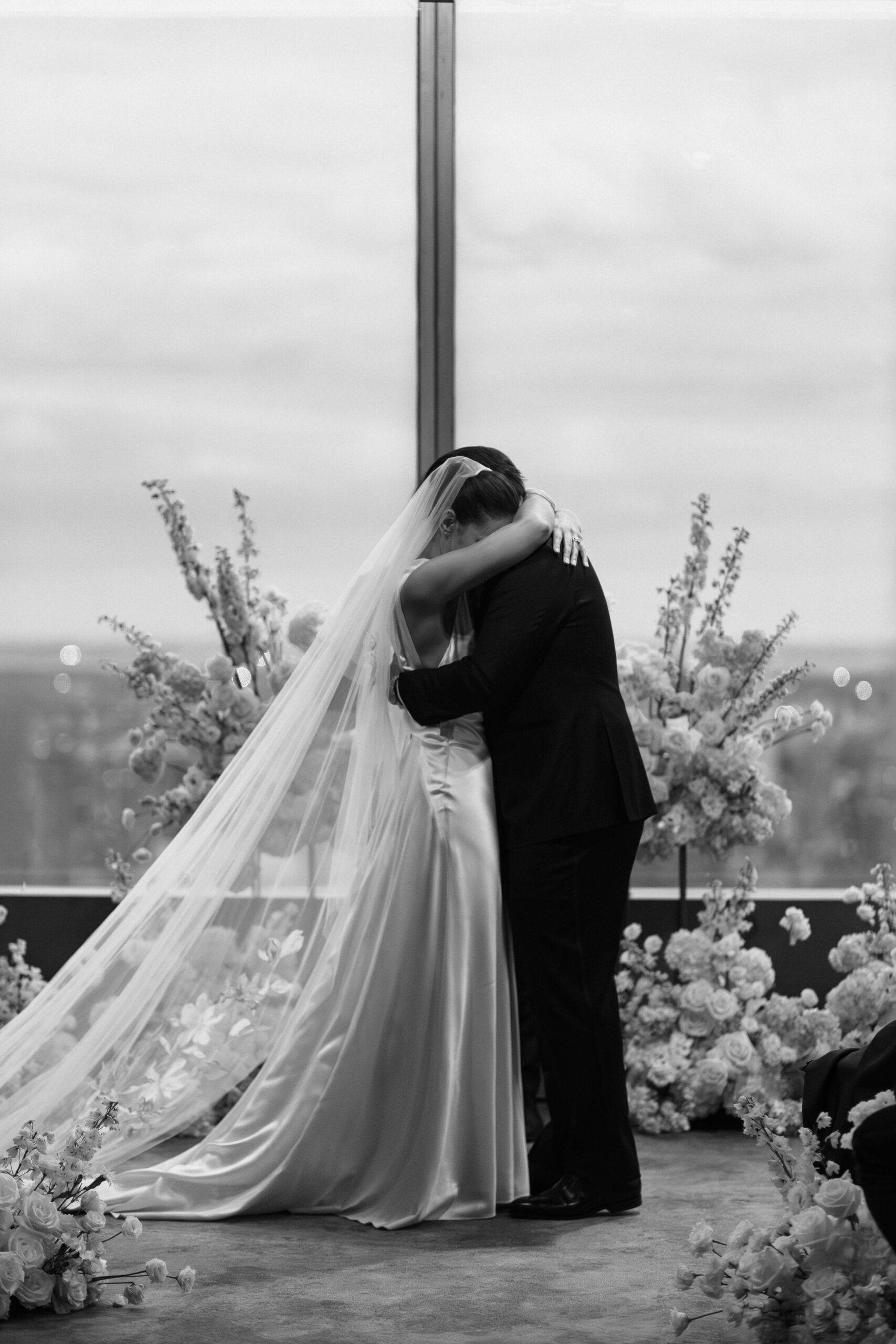 wedding ceremony at Manhatta overlooking the river
