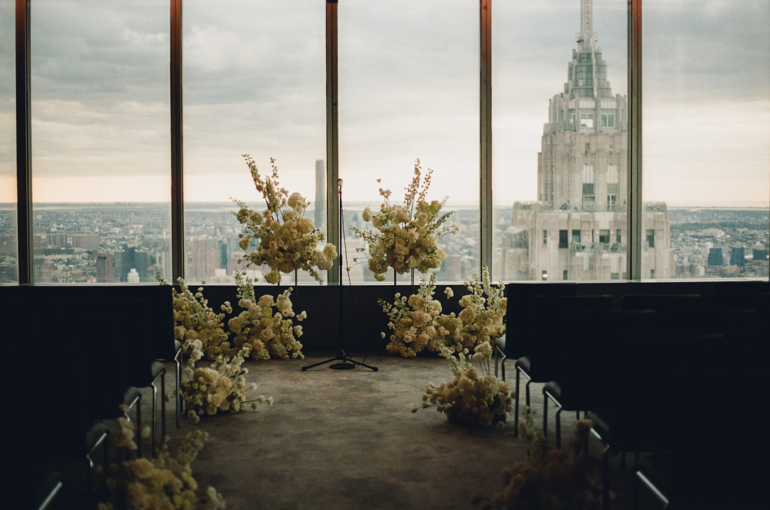 wedding ceremony at Manhatta overlooking the river
