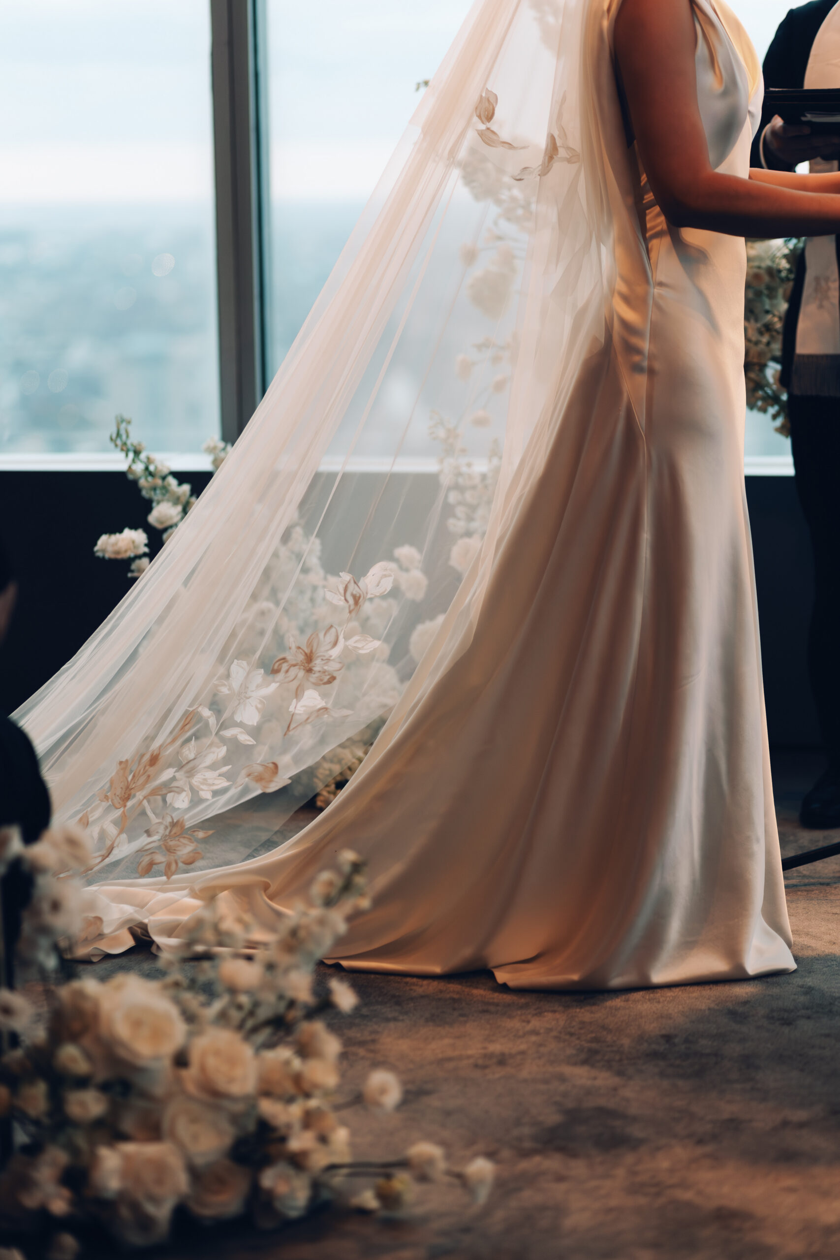 wedding ceremony at Manhatta overlooking the river