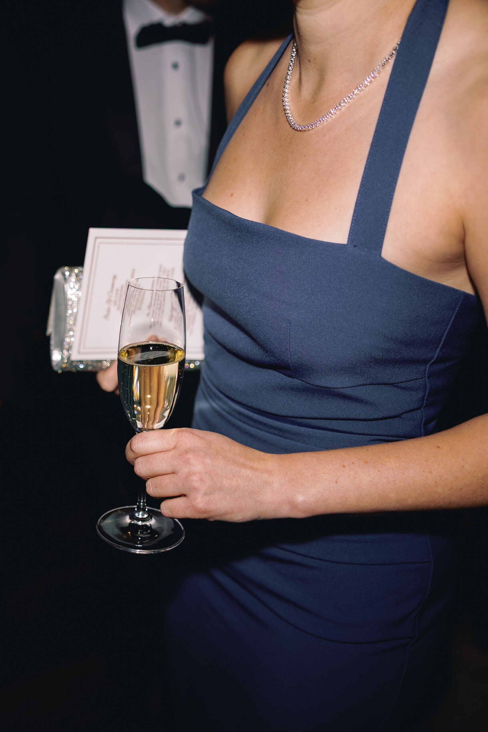 Candlelit reception space at Manhatta with skyline glowing at night