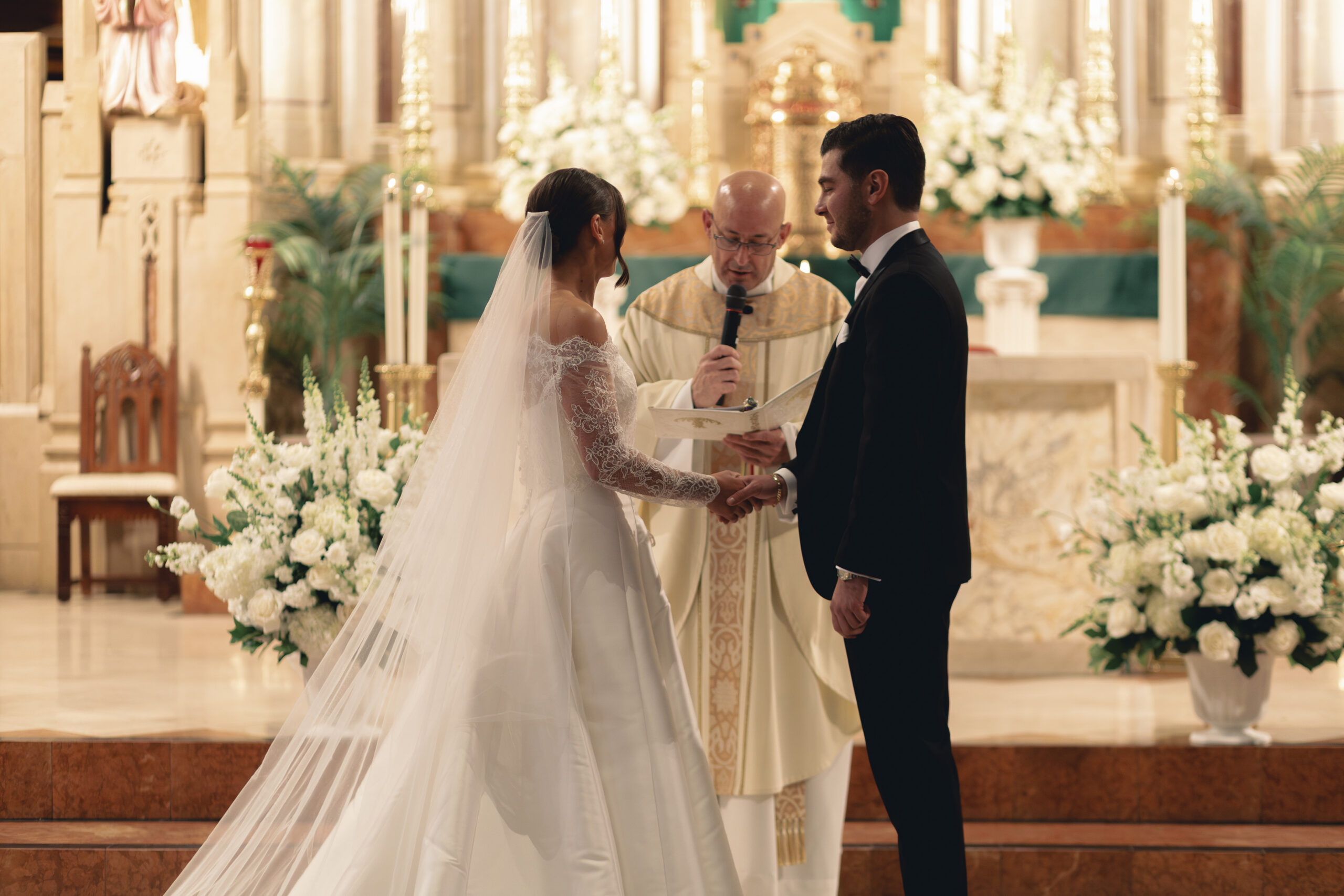NYC vintage inspired catholic church ceremony 