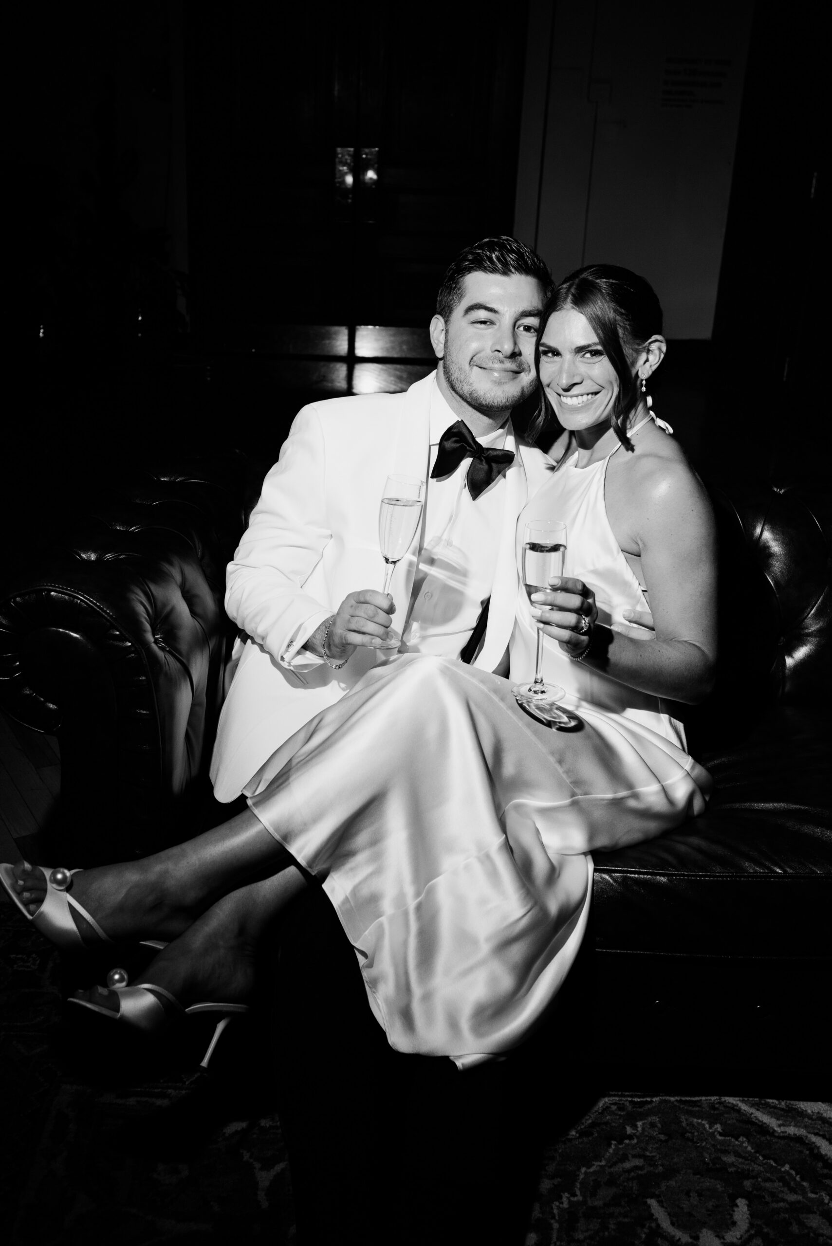 Private last dance with bride and groom alone under twinkle lights in New York City