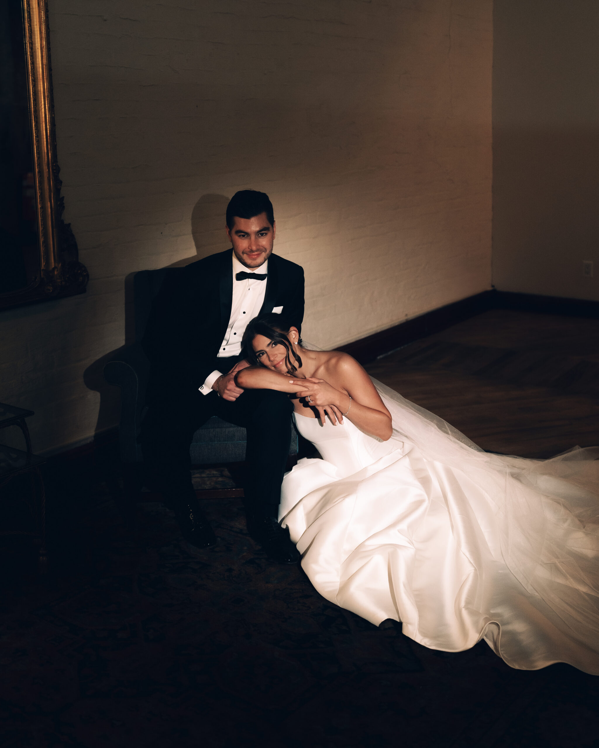 elegant bride and groom portraits in Brooklyn, NY Liberty Warehouse 