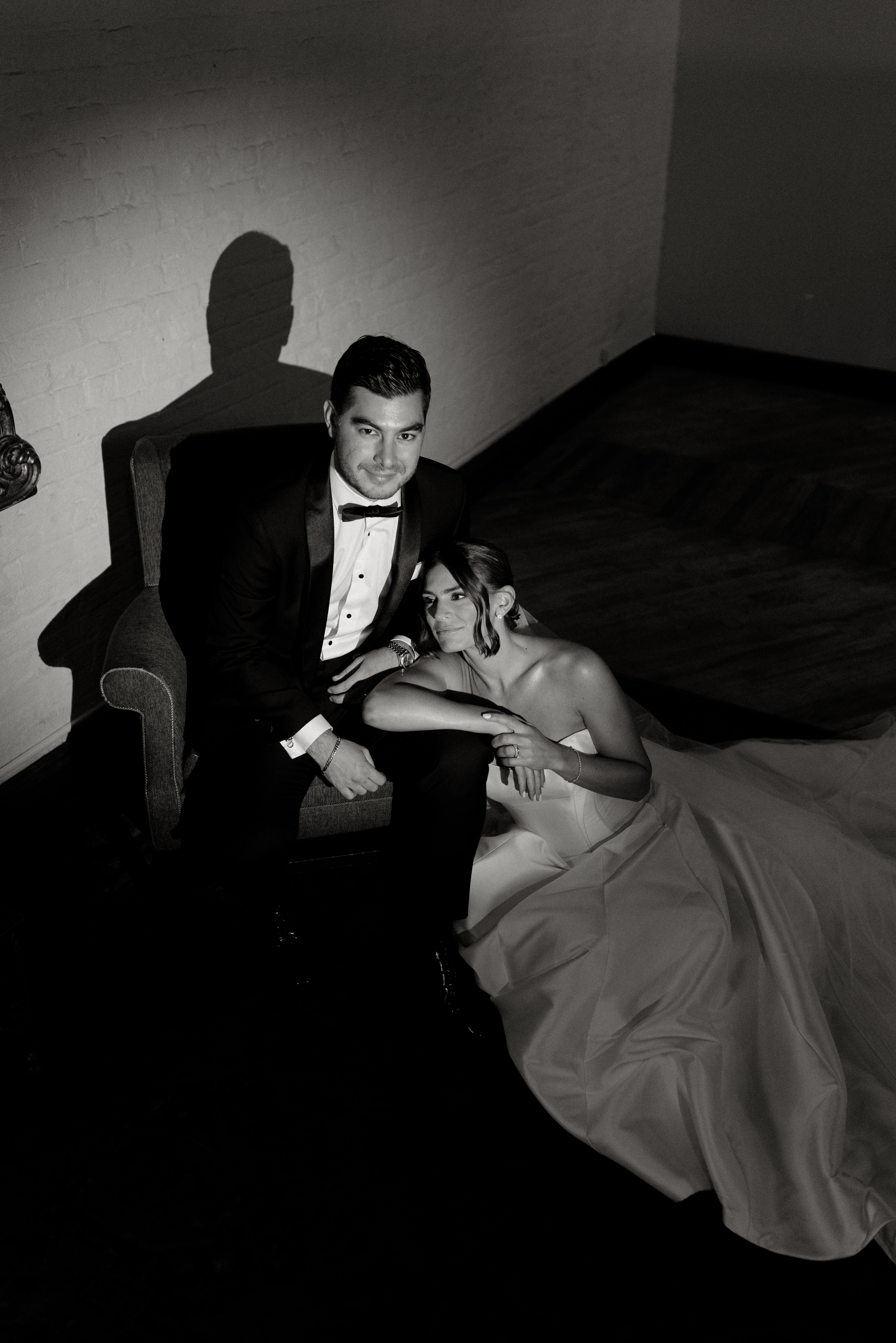 elegant bride and groom portraits in Brooklyn, NY Liberty Warehouse 