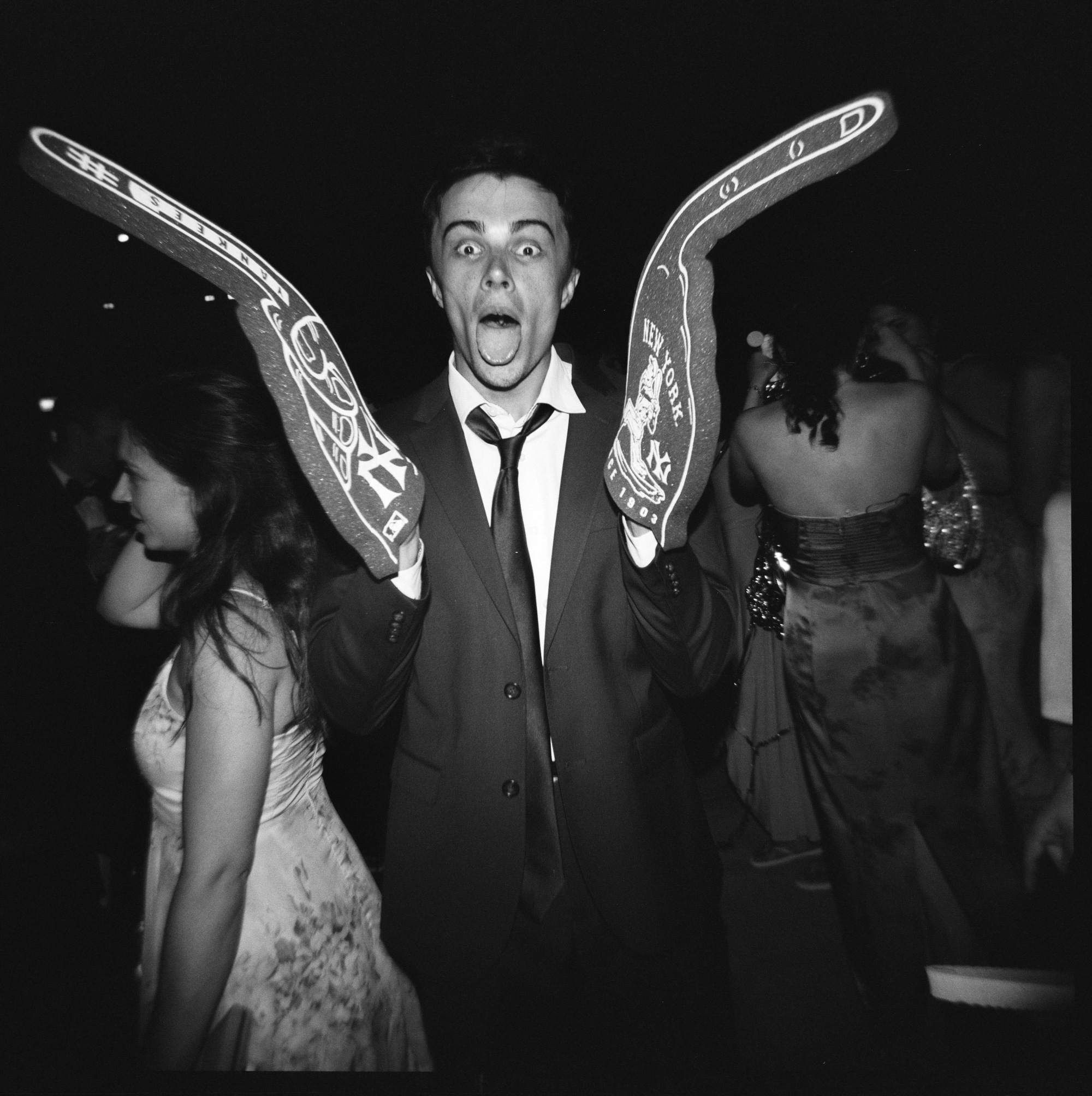 Checkered dance floor with disco ball overhead